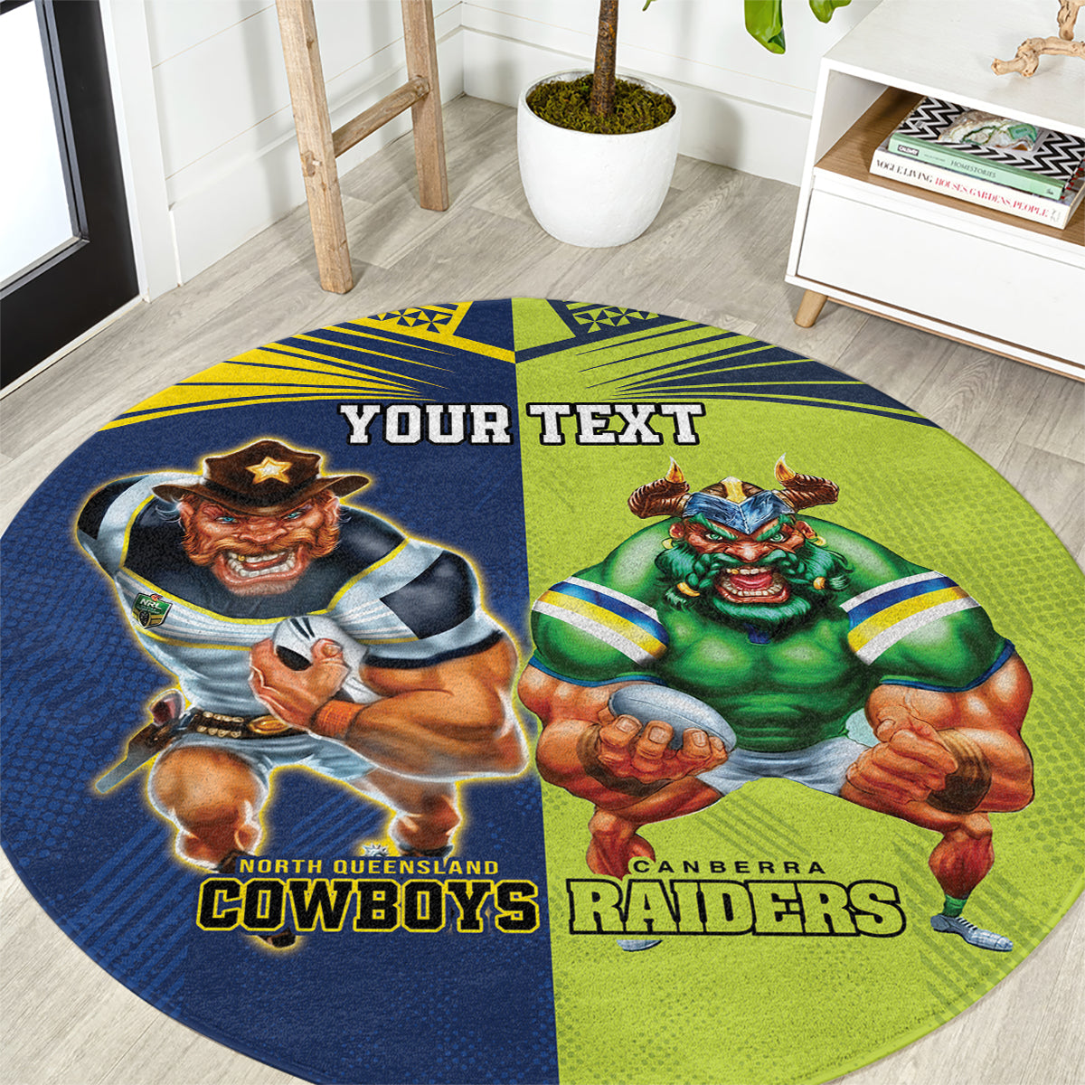 Custom Raiders and Cowboys Round Carpet Together Sporty Style