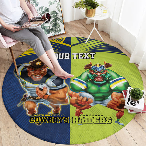 Custom Raiders and Cowboys Round Carpet Together Sporty Style
