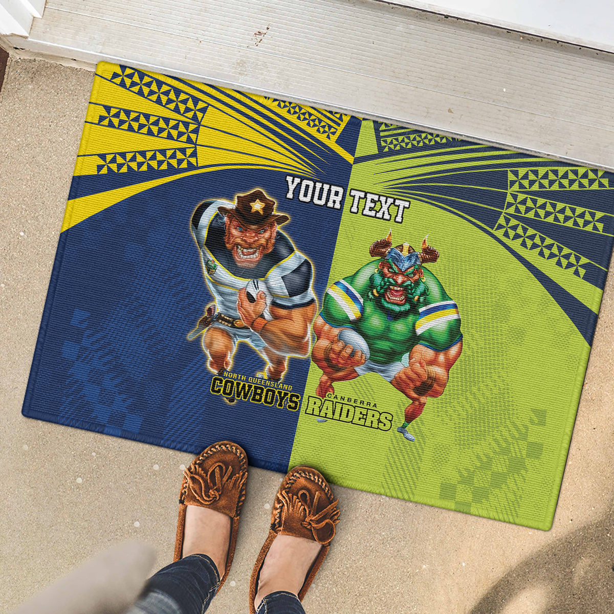 Custom Raiders and Cowboys Rubber Doormat Together Sporty Style