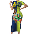 Custom Raiders and Cowboys Short Sleeve Bodycon Dress Together Sporty Style