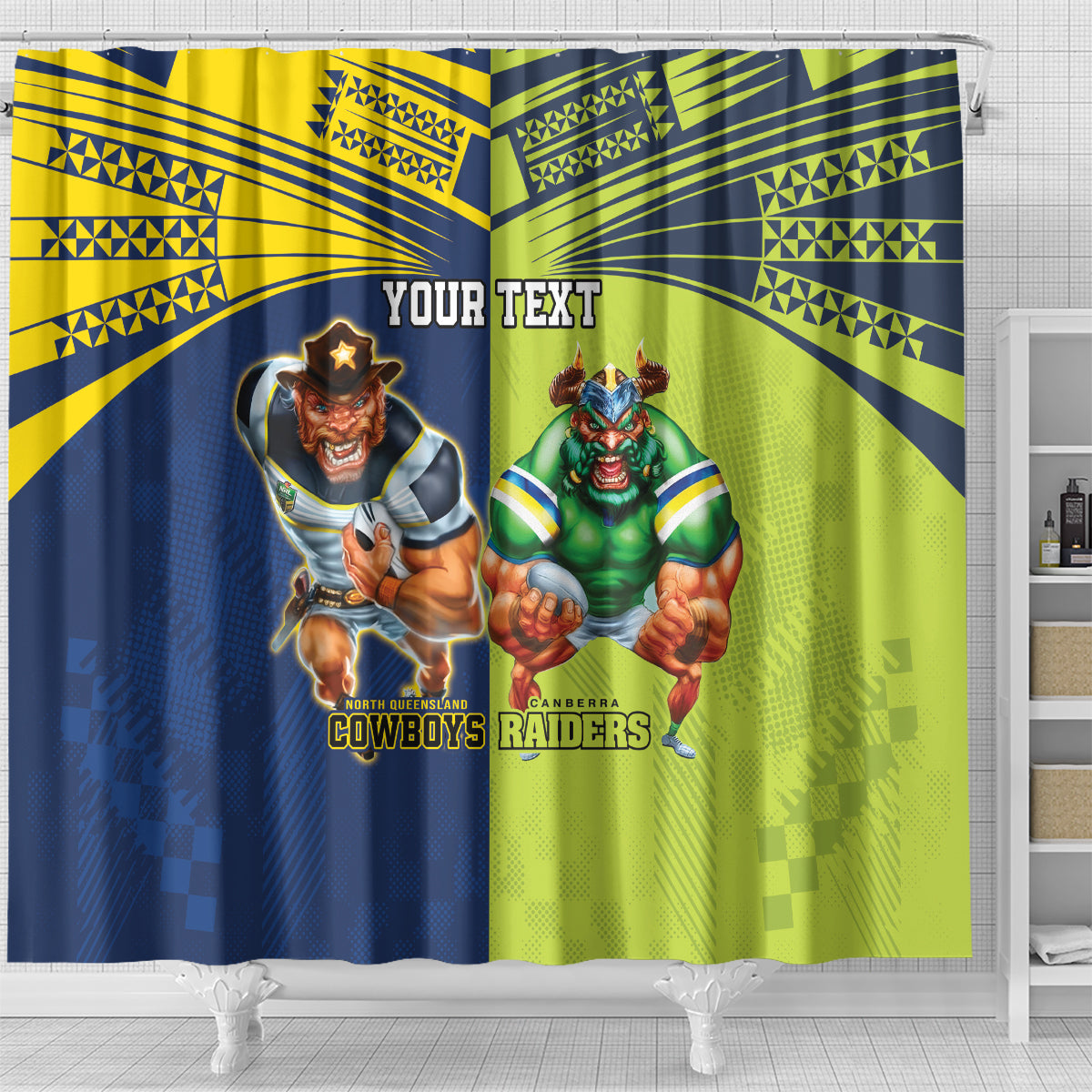 Custom Raiders and Cowboys Shower Curtain Together Sporty Style