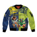 Custom Raiders and Cowboys Sleeve Zip Bomber Jacket Together Sporty Style