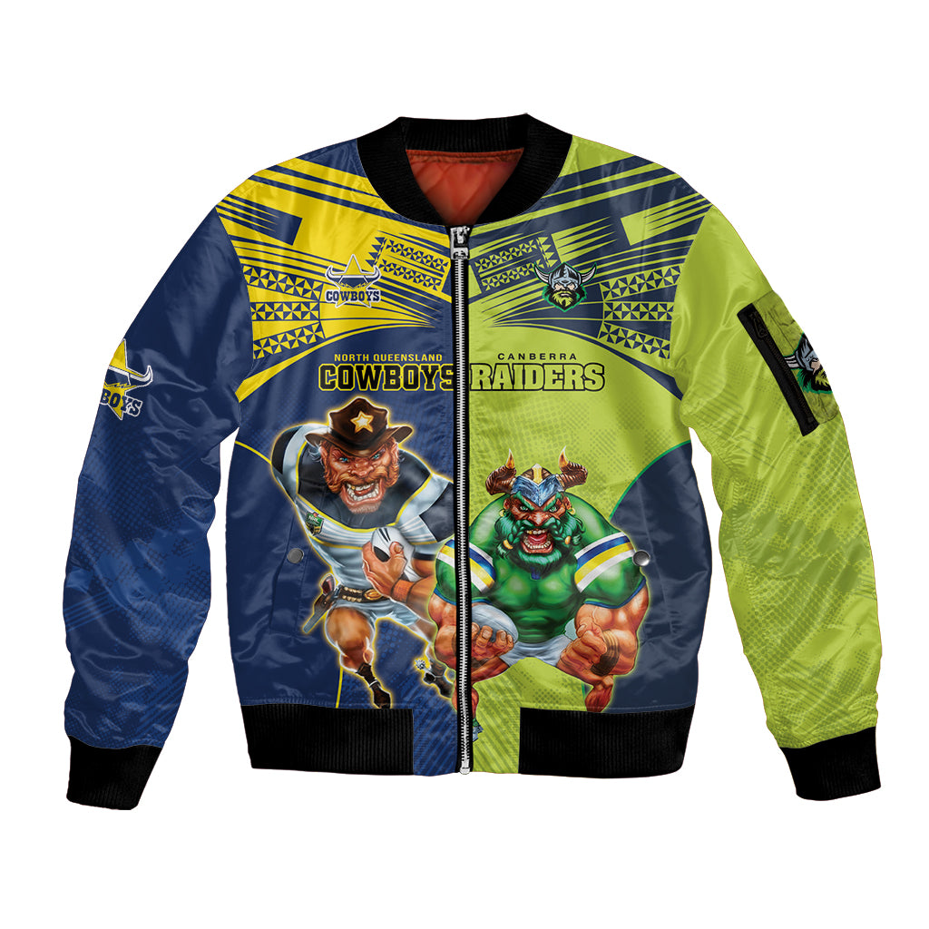 Custom Raiders and Cowboys Sleeve Zip Bomber Jacket Together Sporty Style