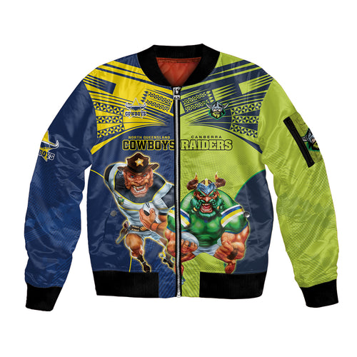 Custom Raiders and Cowboys Sleeve Zip Bomber Jacket Together Sporty Style
