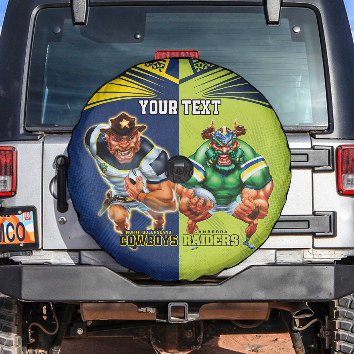 Custom Raiders and Cowboys Spare Tire Cover Together Sporty Style