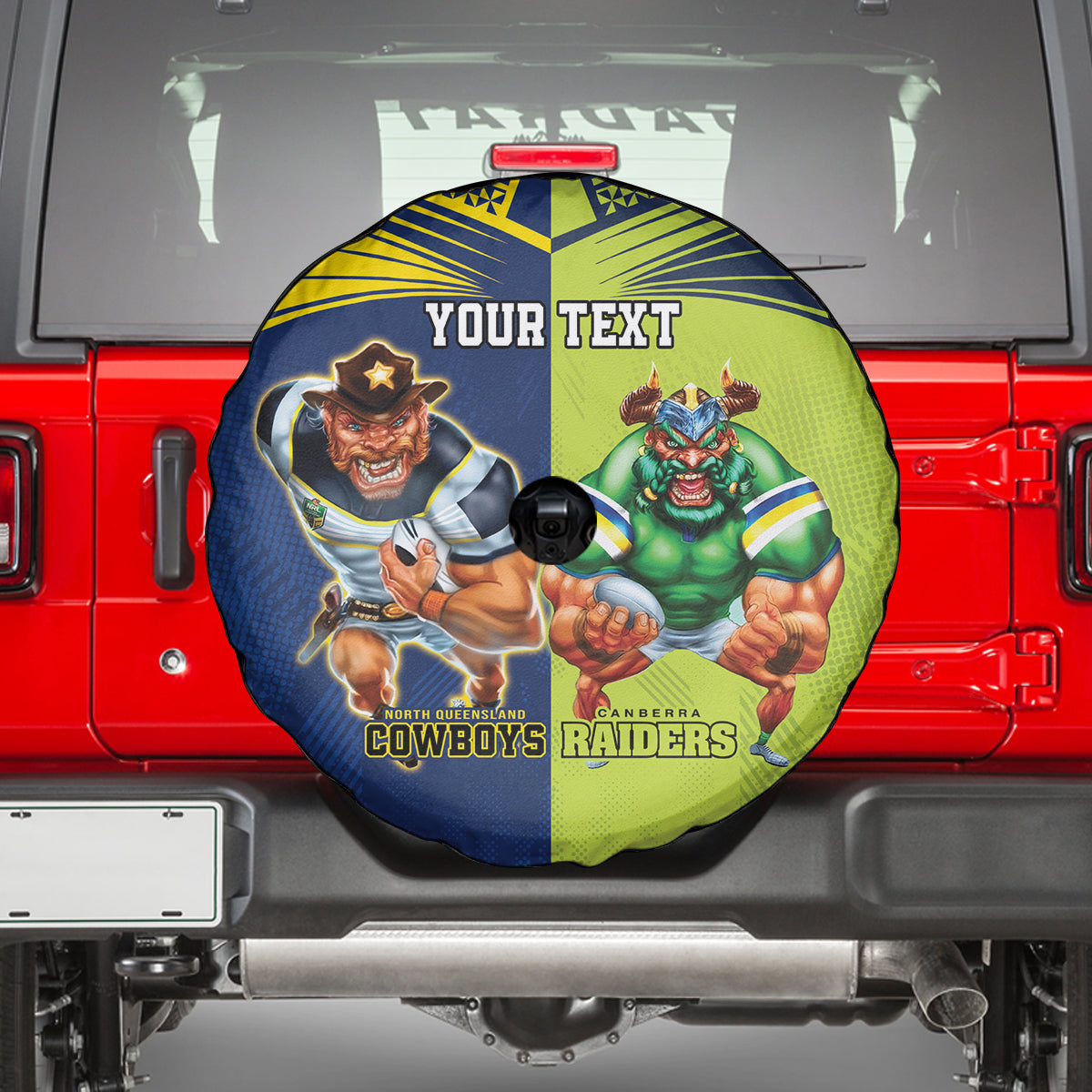 Custom Raiders and Cowboys Spare Tire Cover Together Sporty Style
