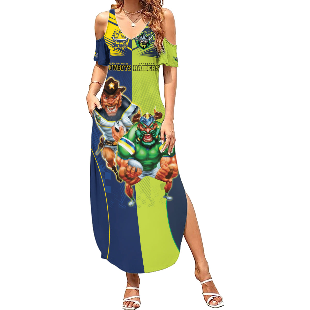 Custom Raiders and Cowboys Summer Maxi Dress Together Sporty Style