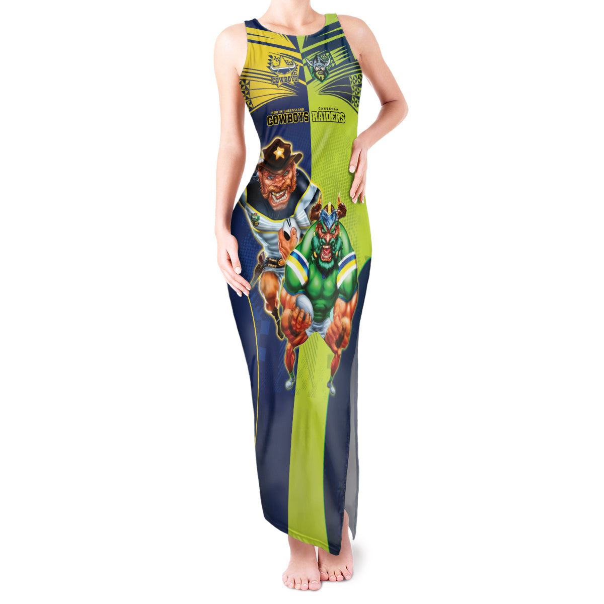 Custom Raiders and Cowboys Tank Maxi Dress Together Sporty Style