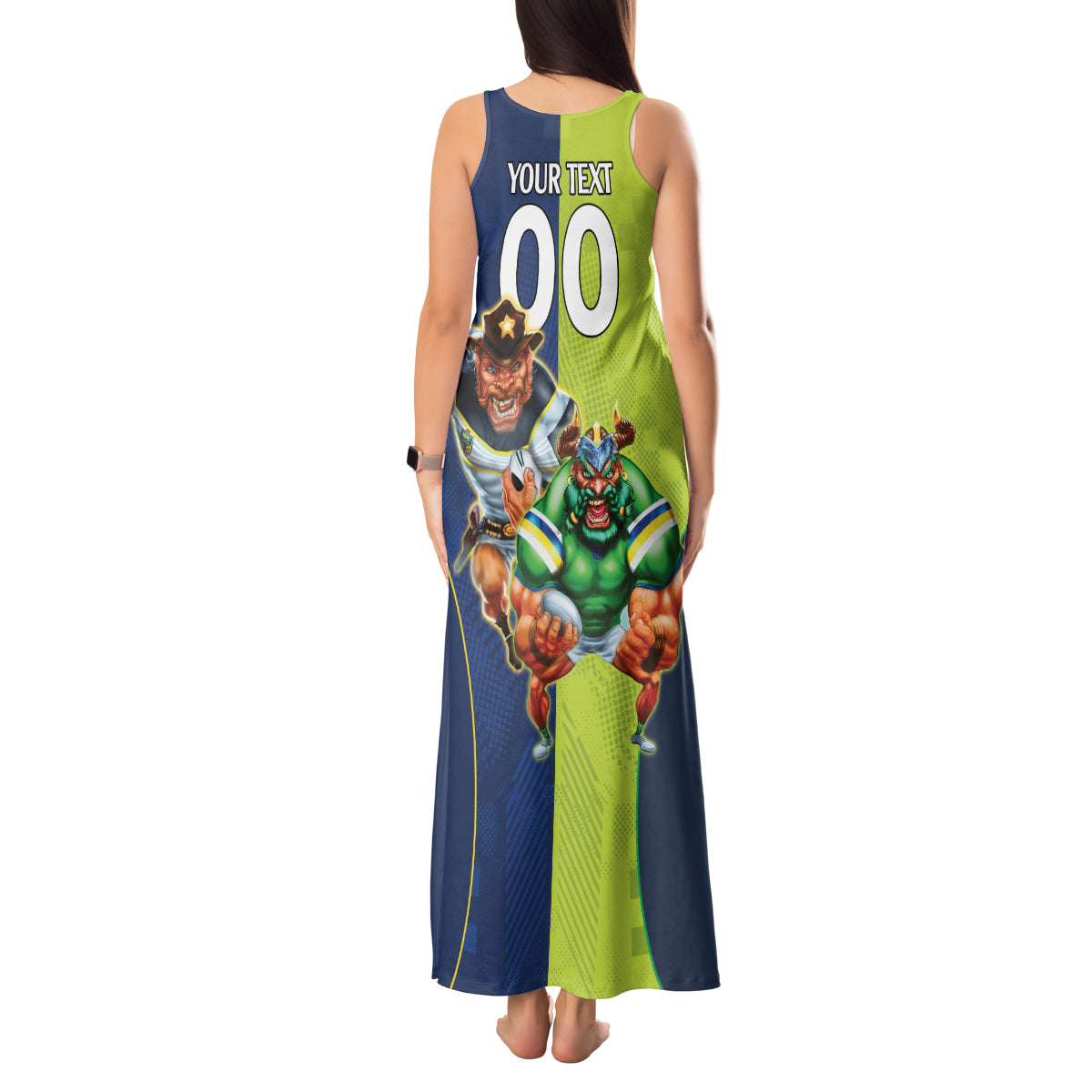 Custom Raiders and Cowboys Tank Maxi Dress Together Sporty Style