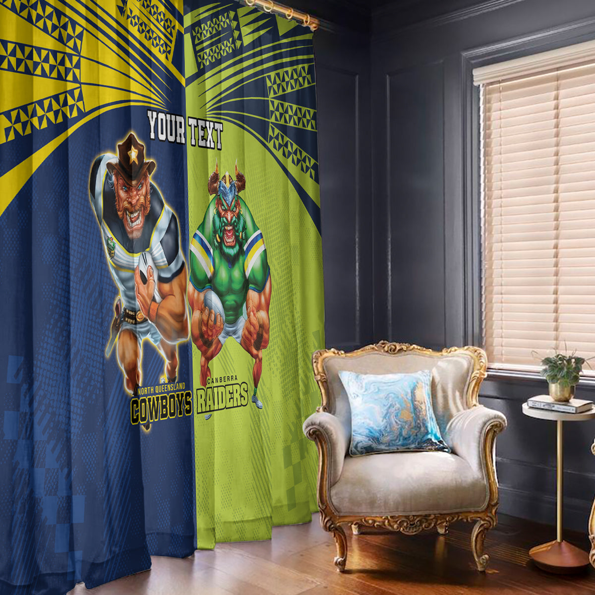 Custom Raiders and Cowboys Window Curtain Together Sporty Style