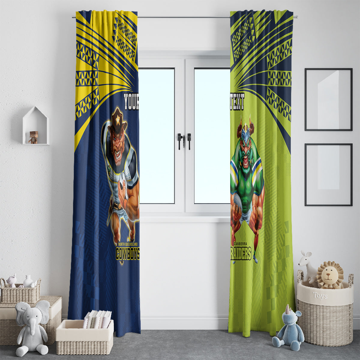 Custom Raiders and Cowboys Window Curtain Together Sporty Style