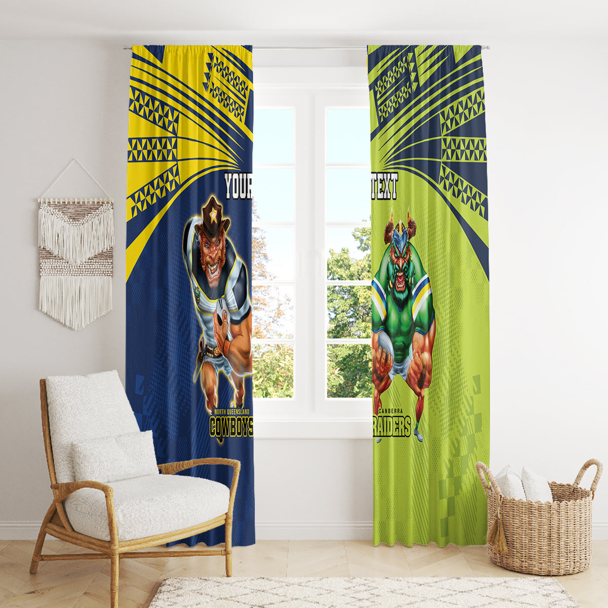 Custom Raiders and Cowboys Window Curtain Together Sporty Style