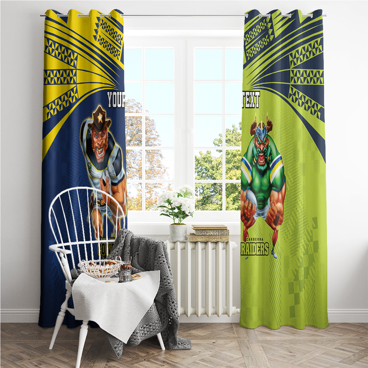 Custom Raiders and Cowboys Window Curtain Together Sporty Style