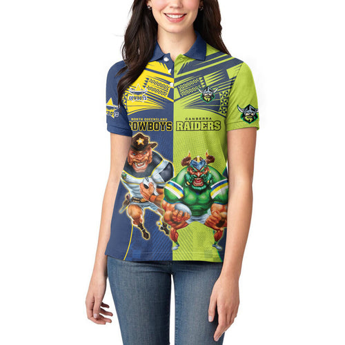 Custom Raiders and Cowboys Women Polo Shirt Together Sporty Style