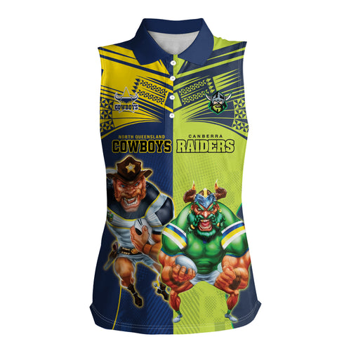 Custom Raiders and Cowboys Women Sleeveless Polo Shirt Together Sporty Style