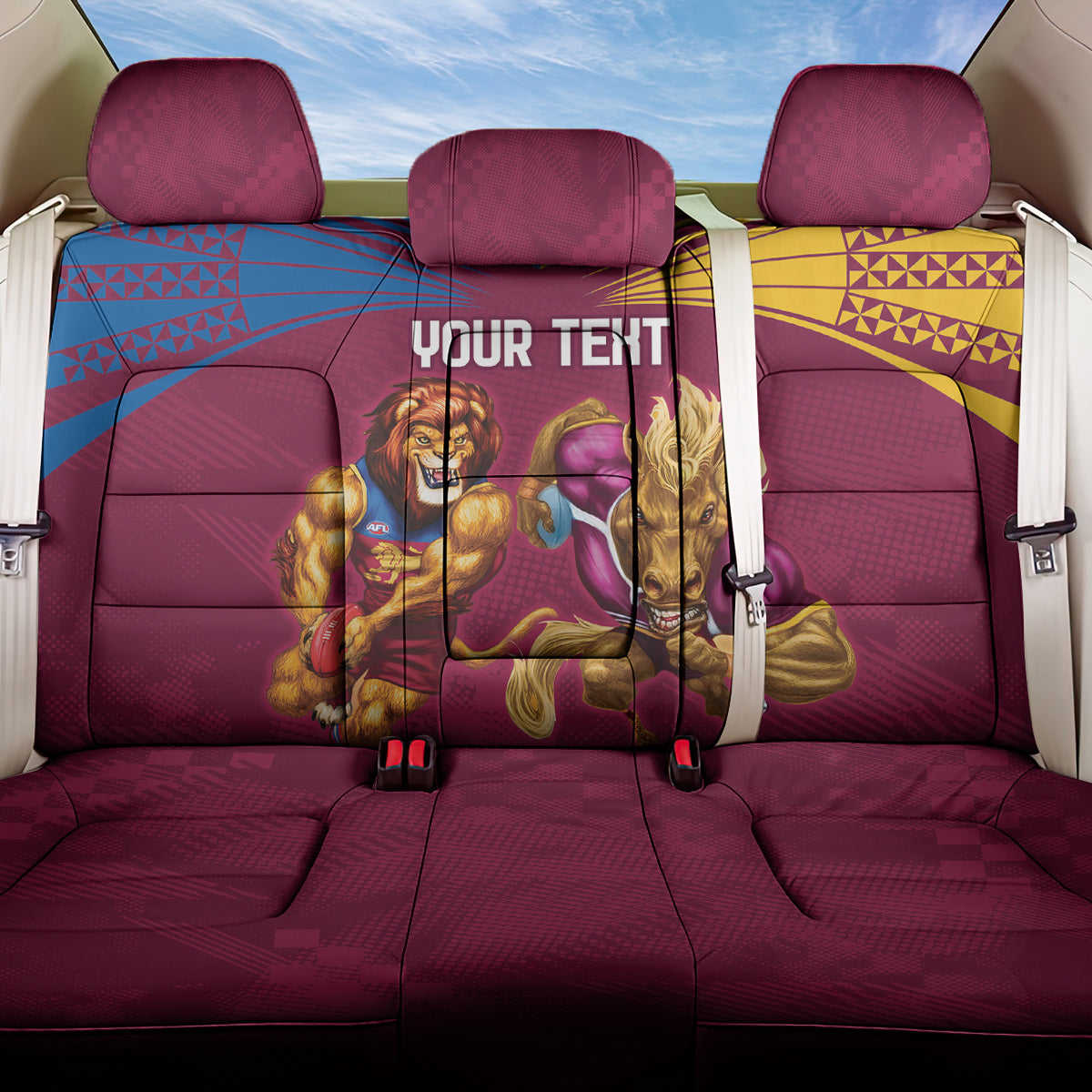 Custom Brisbane Broncos and Lions Back Car Seat Cover Together Sporty Style