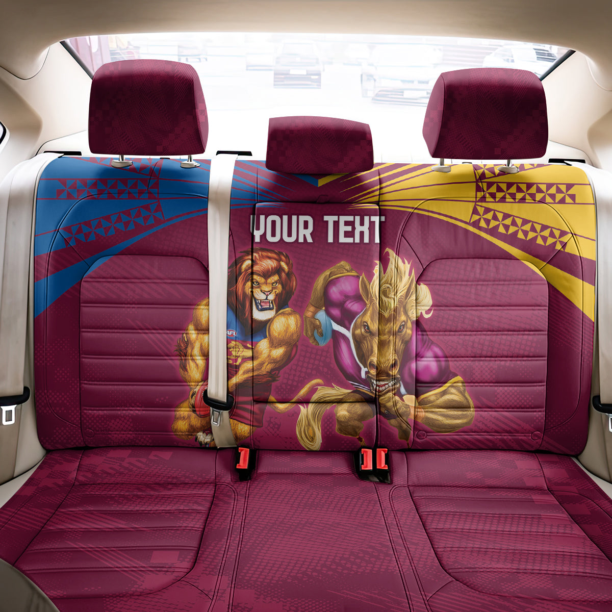 Custom Brisbane Broncos and Lions Back Car Seat Cover Together Sporty Style