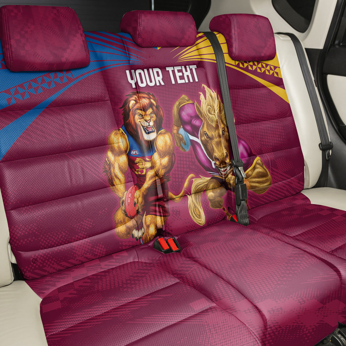Custom Brisbane Broncos and Lions Back Car Seat Cover Together Sporty Style