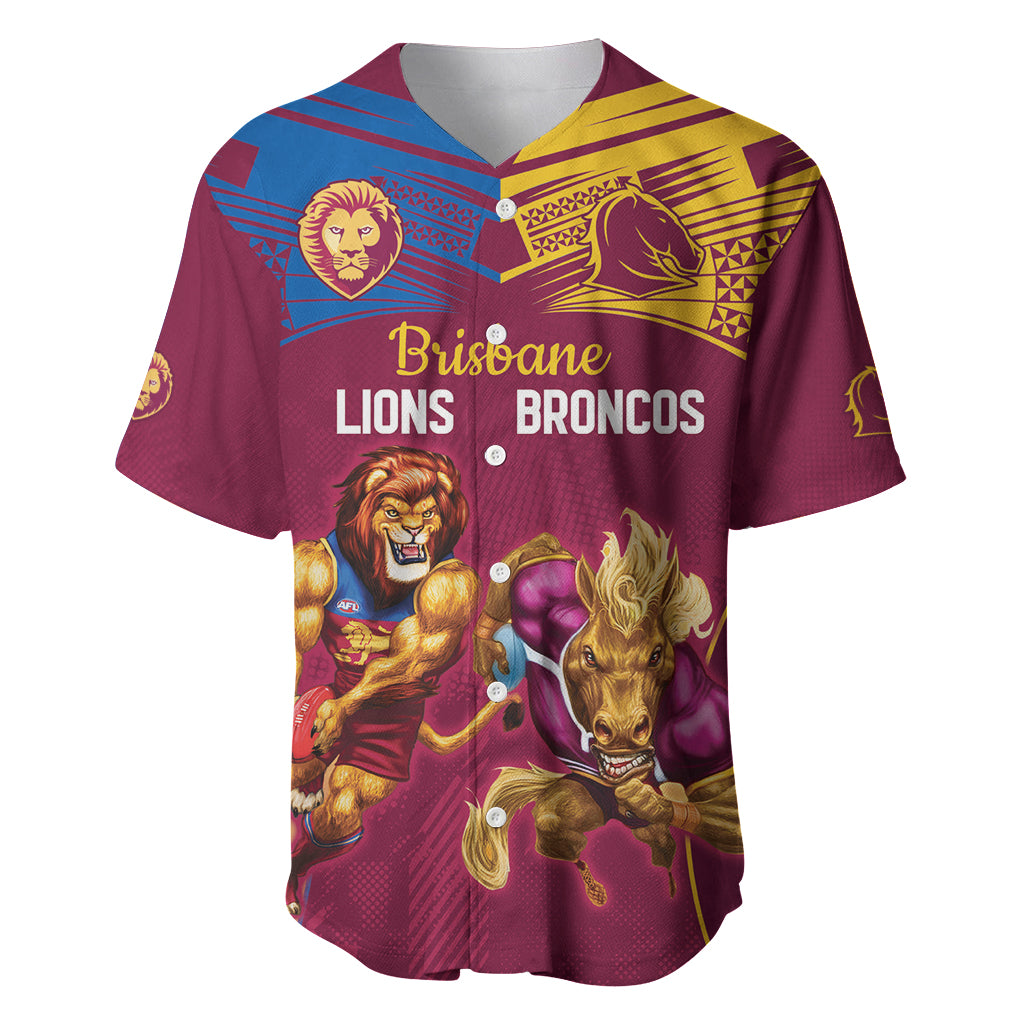 Custom Brisbane Broncos and Lions Baseball Jersey Together Sporty Style