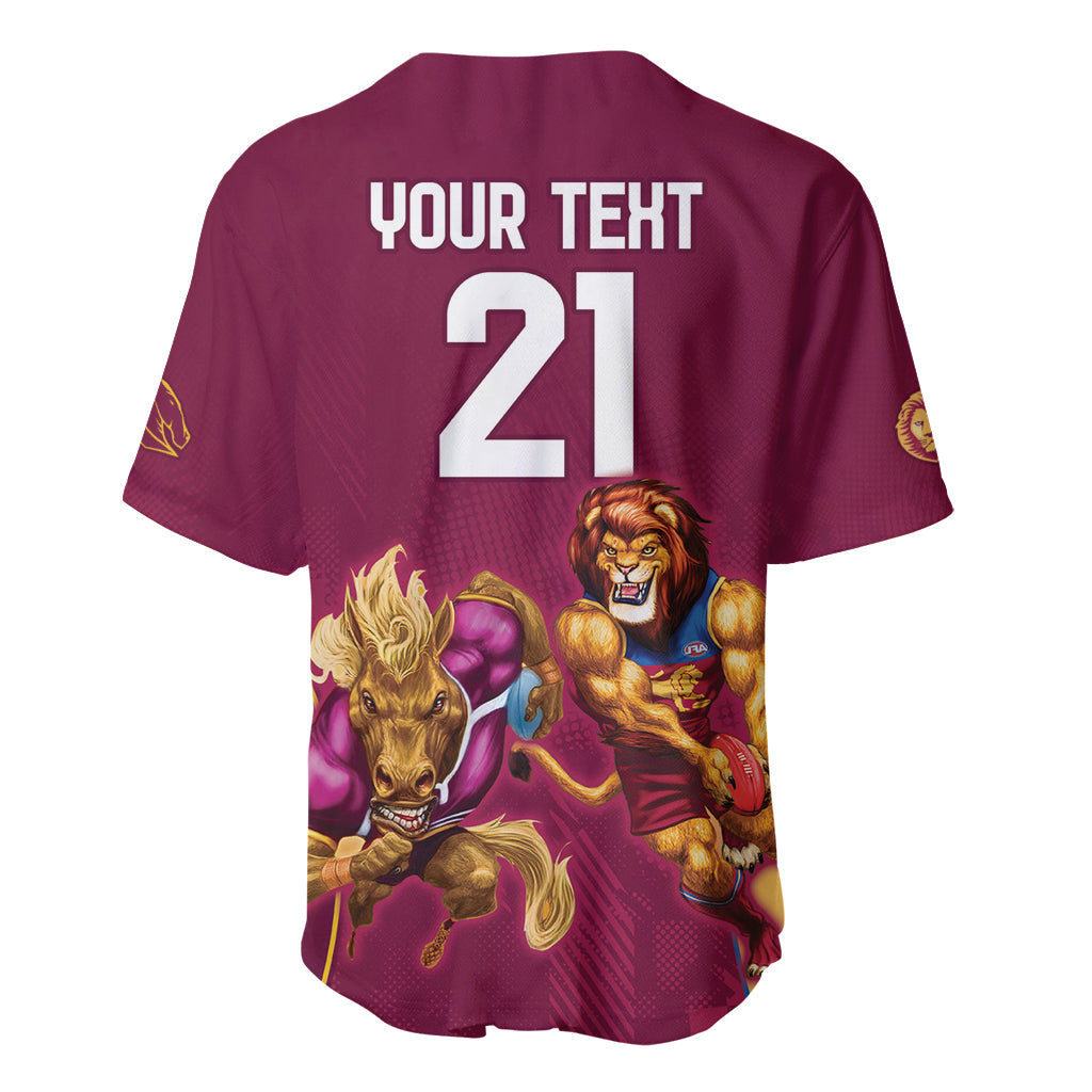 Custom Brisbane Broncos and Lions Baseball Jersey Together Sporty Style