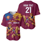 Custom Brisbane Broncos and Lions Baseball Jersey Together Sporty Style