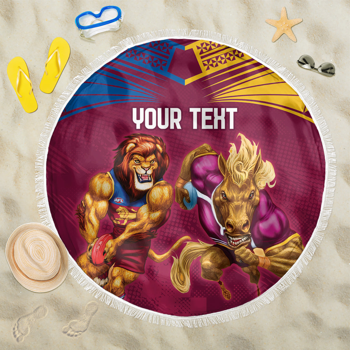 Custom Brisbane Broncos and Lions Beach Blanket Together Sporty Style