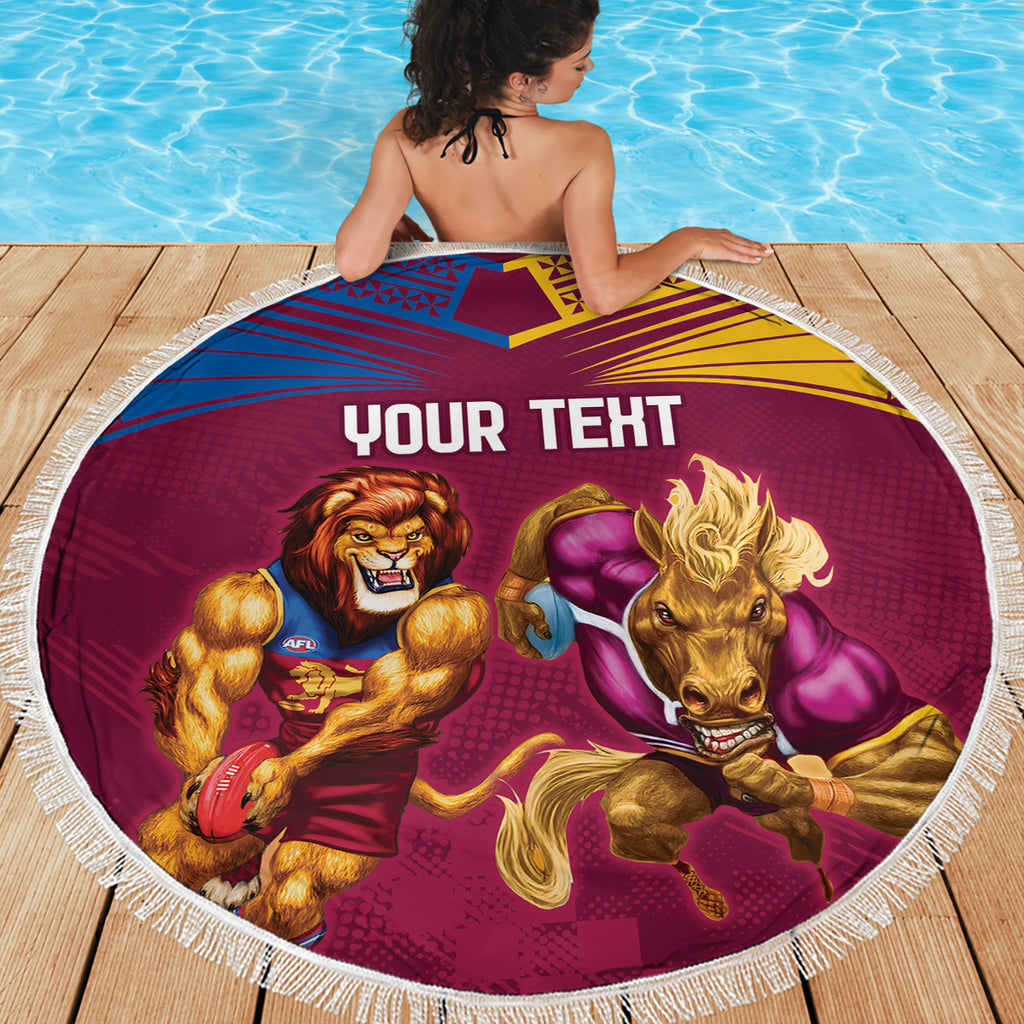 Custom Brisbane Broncos and Lions Beach Blanket Together Sporty Style