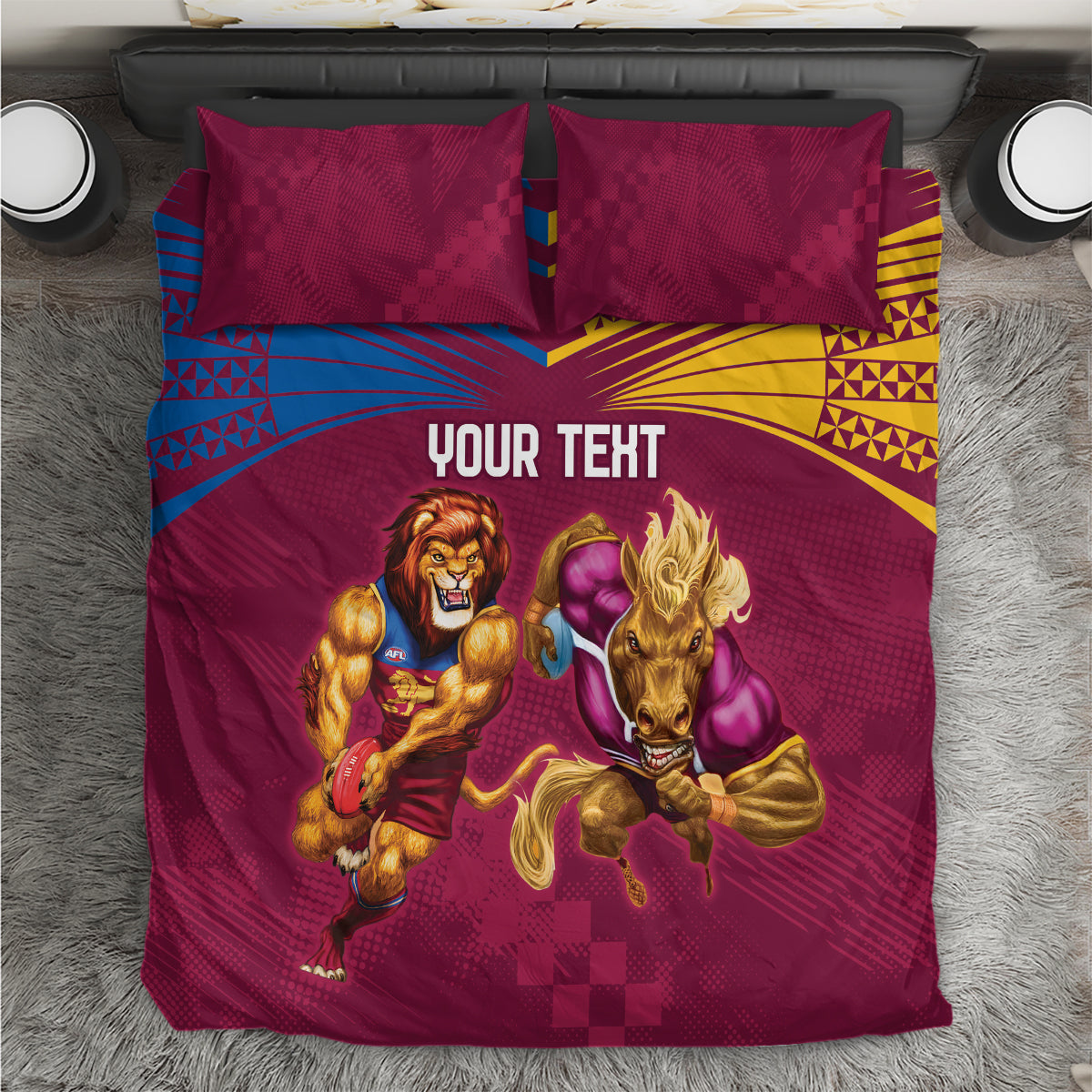 Custom Brisbane Broncos and Lions Bedding Set Together Sporty Style