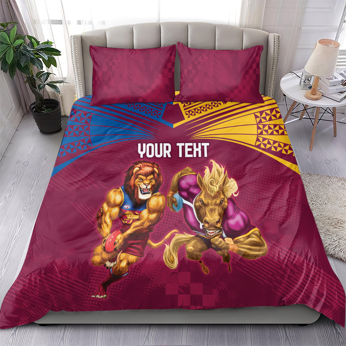 Custom Brisbane Broncos and Lions Bedding Set Together Sporty Style