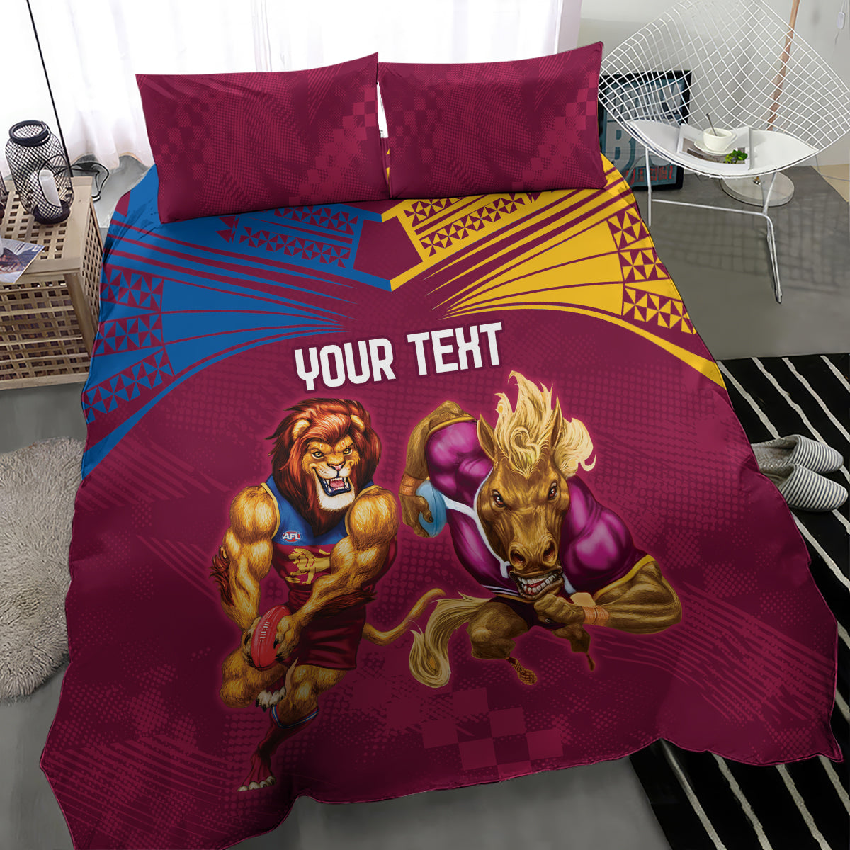 Custom Brisbane Broncos and Lions Bedding Set Together Sporty Style