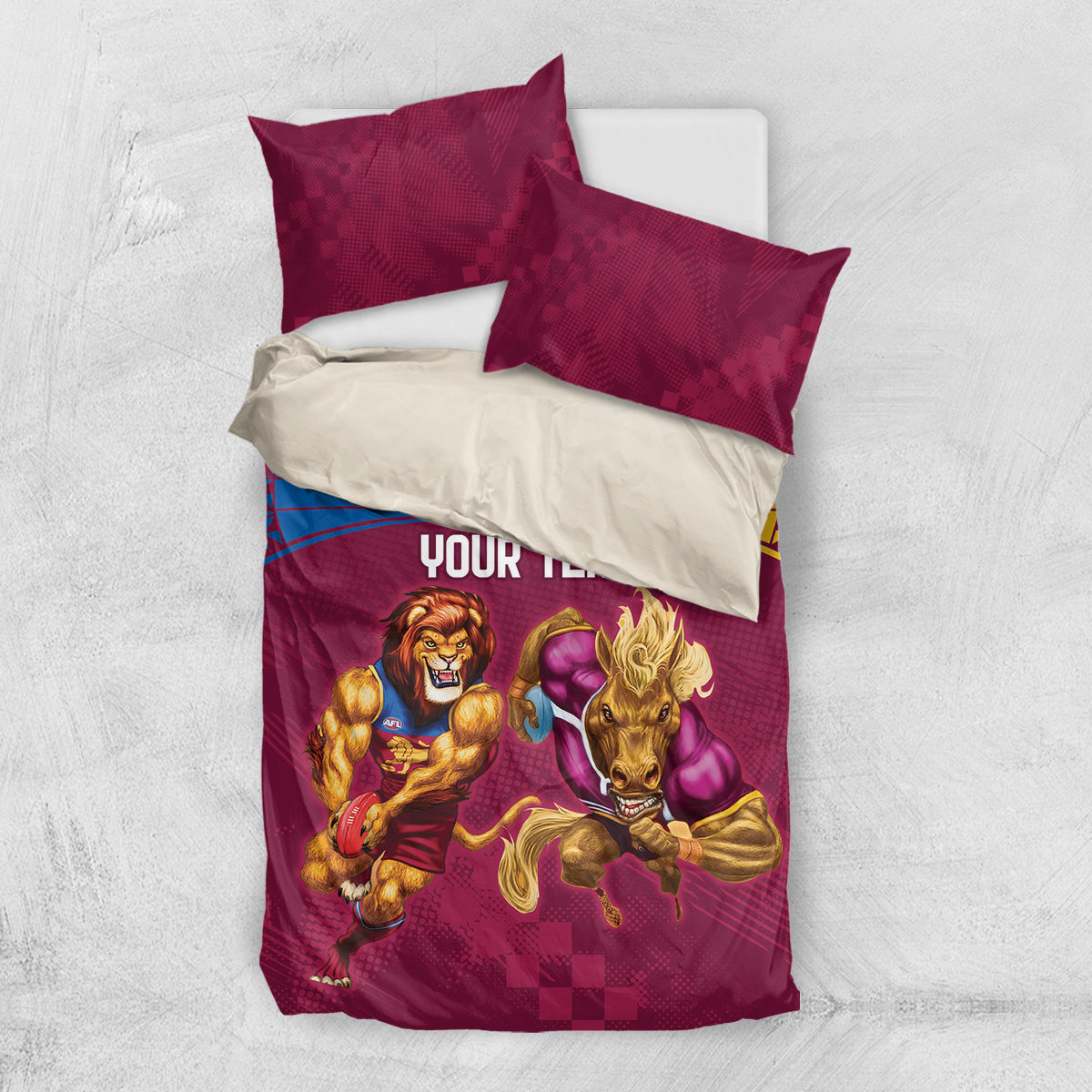 Custom Brisbane Broncos and Lions Bedding Set Together Sporty Style