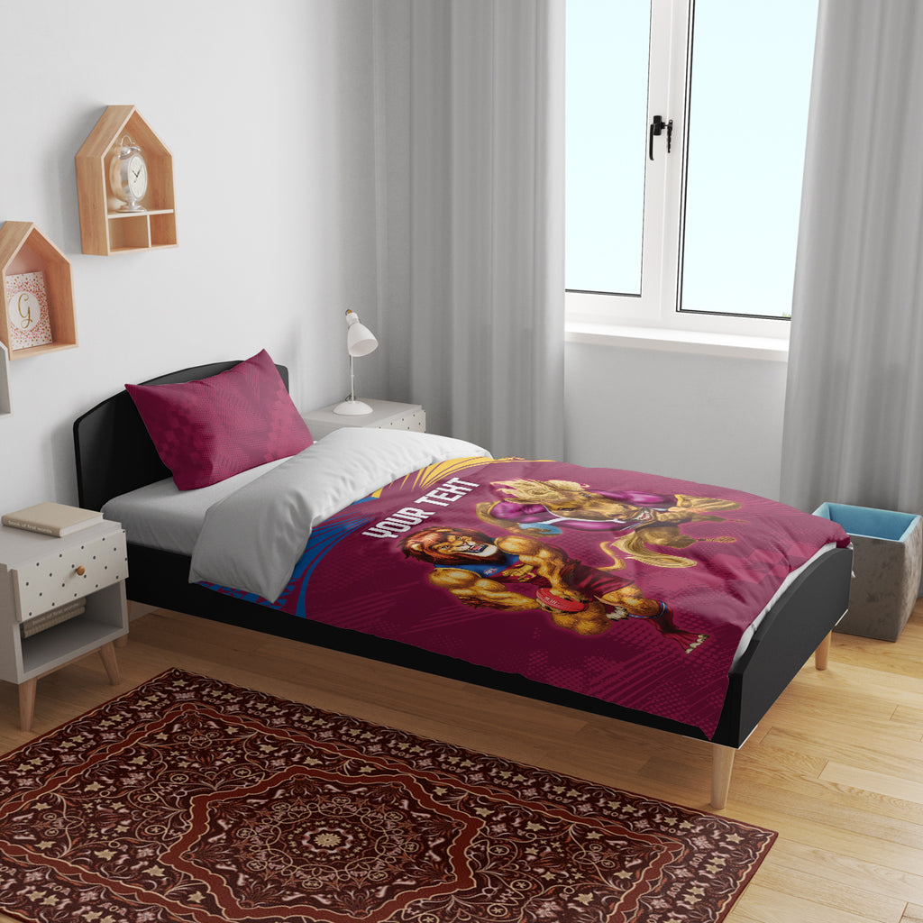 Custom Brisbane Broncos and Lions Bedding Set Together Sporty Style
