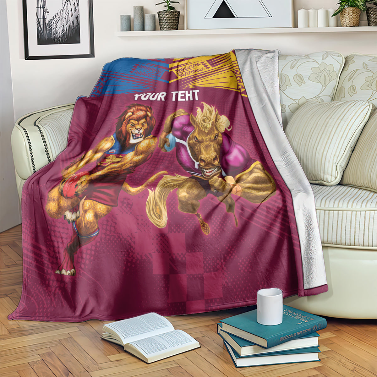 Custom Brisbane Broncos and Lions Blanket Together Sporty Style