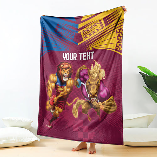 Custom Brisbane Broncos and Lions Blanket Together Sporty Style