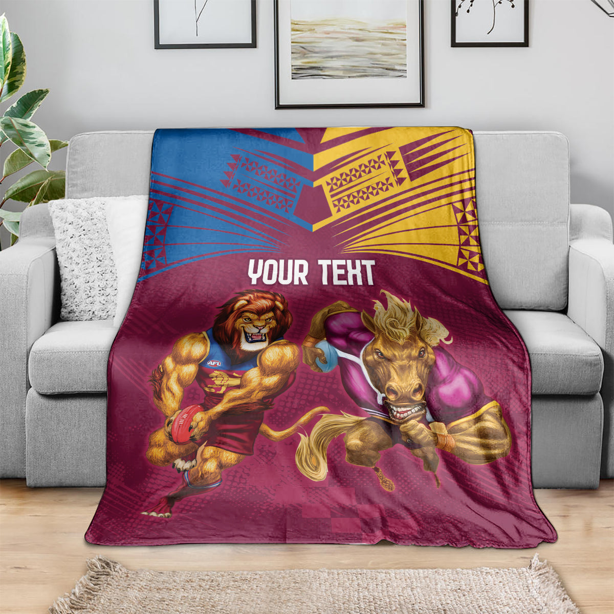 Custom Brisbane Broncos and Lions Blanket Together Sporty Style