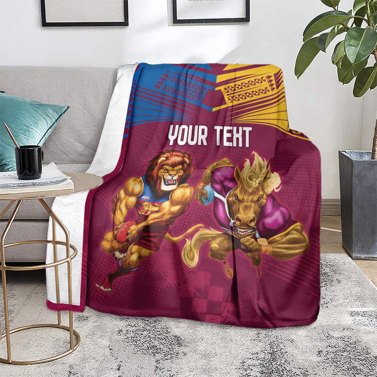 Custom Brisbane Broncos and Lions Blanket Together Sporty Style