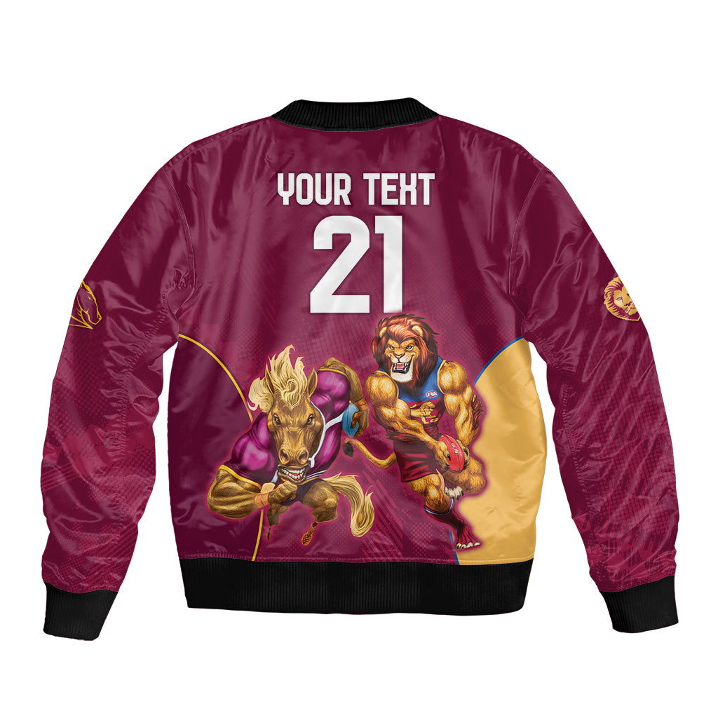 Custom Brisbane Broncos and Lions Bomber Jacket Together Sporty Style