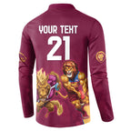 Custom Brisbane Broncos and Lions Button Sweatshirt Together Sporty Style