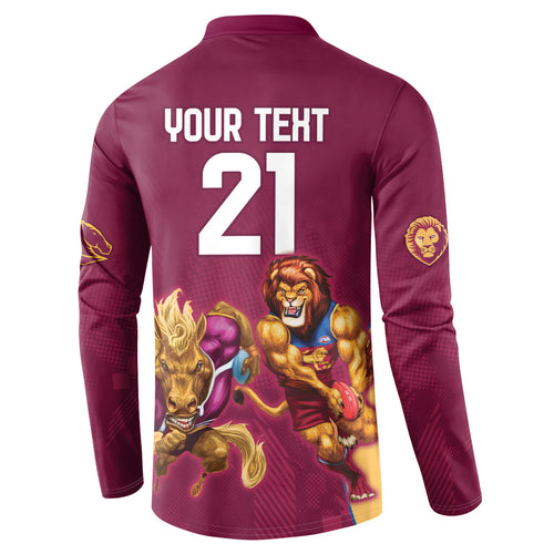 Custom Brisbane Broncos and Lions Button Sweatshirt Together Sporty Style