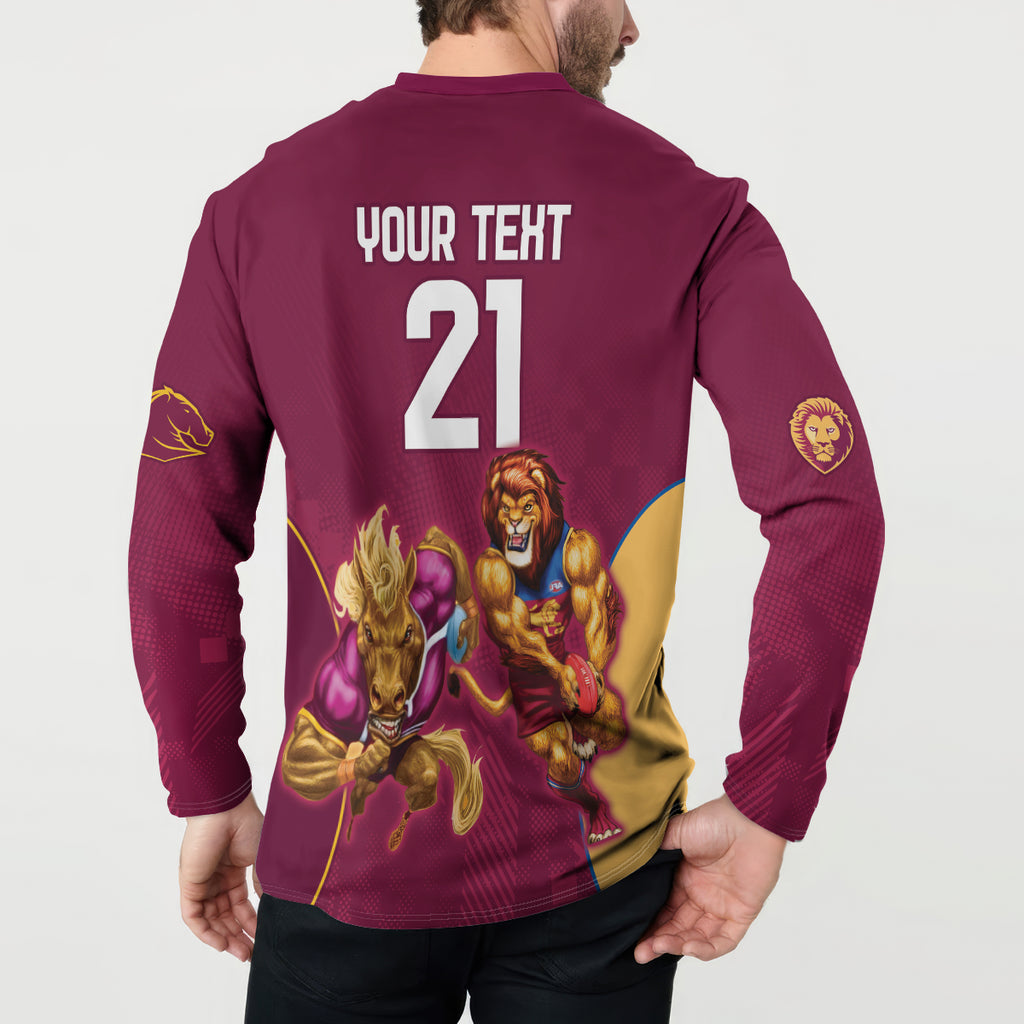 Custom Brisbane Broncos and Lions Button Sweatshirt Together Sporty Style