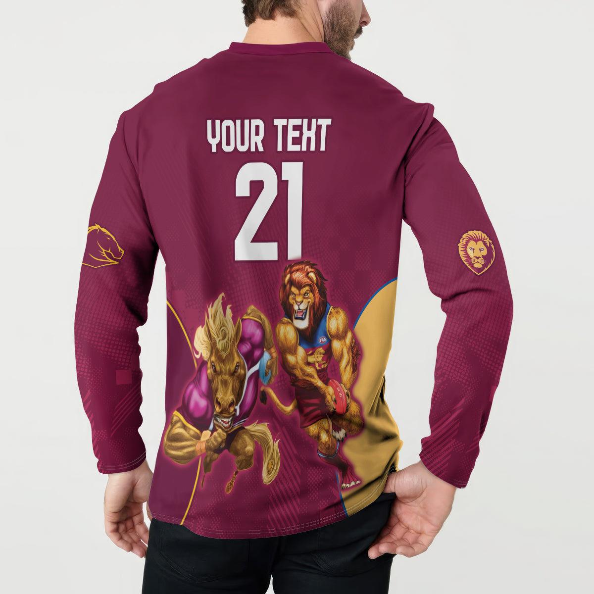 Custom Brisbane Broncos and Lions Button Sweatshirt Together Sporty Style