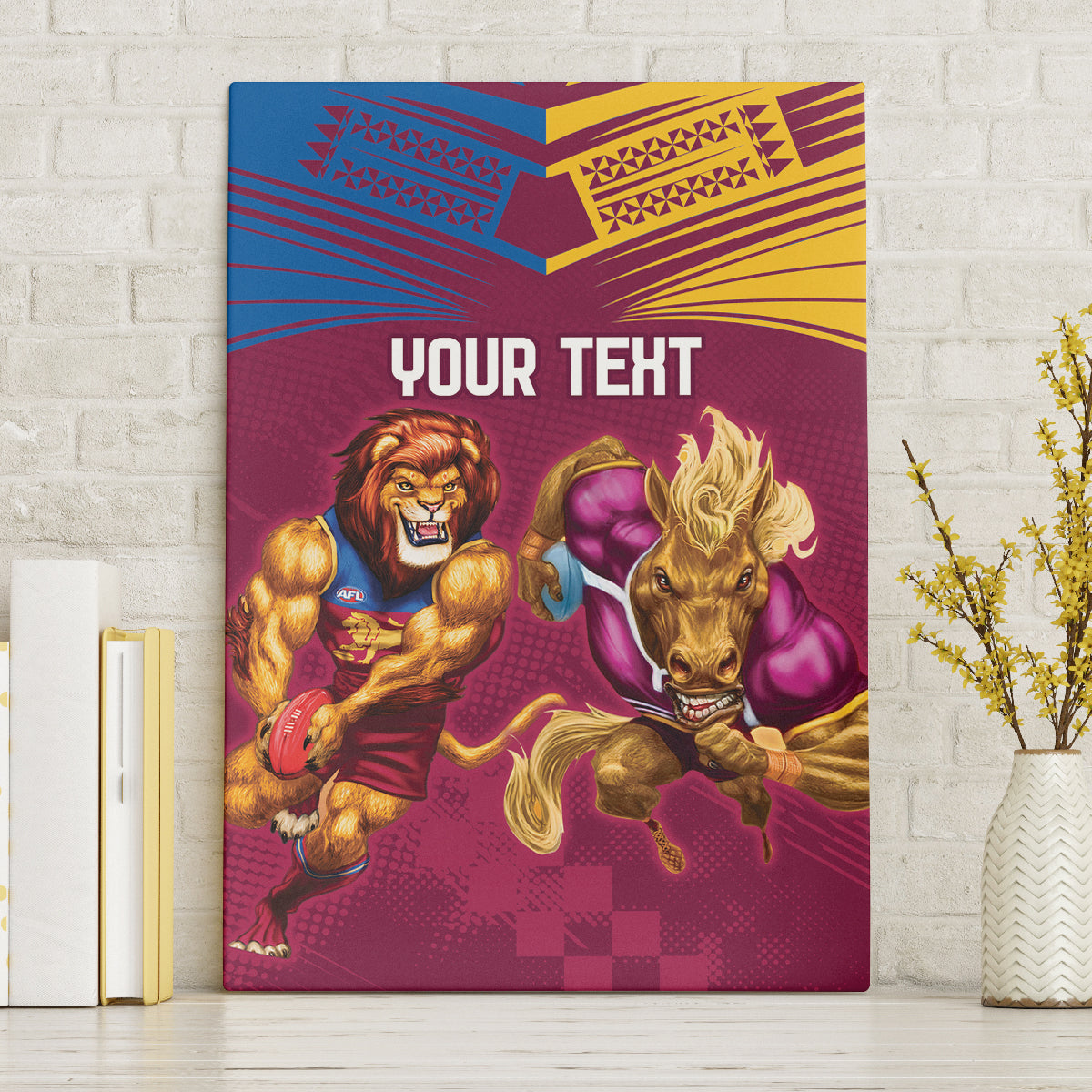 Custom Brisbane Broncos and Lions Canvas Wall Art Together Sporty Style