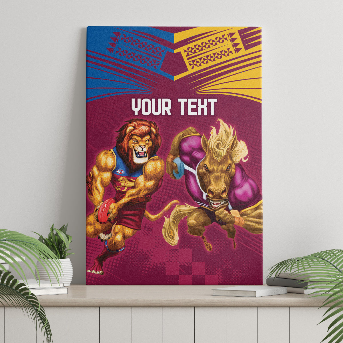 Custom Brisbane Broncos and Lions Canvas Wall Art Together Sporty Style