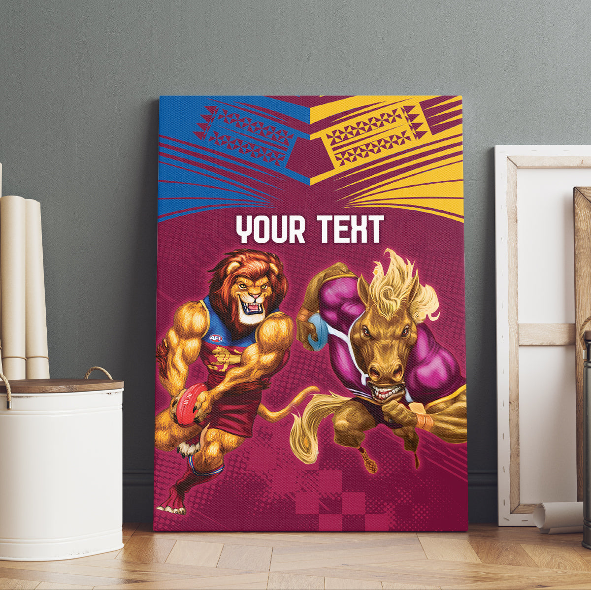 Custom Brisbane Broncos and Lions Canvas Wall Art Together Sporty Style