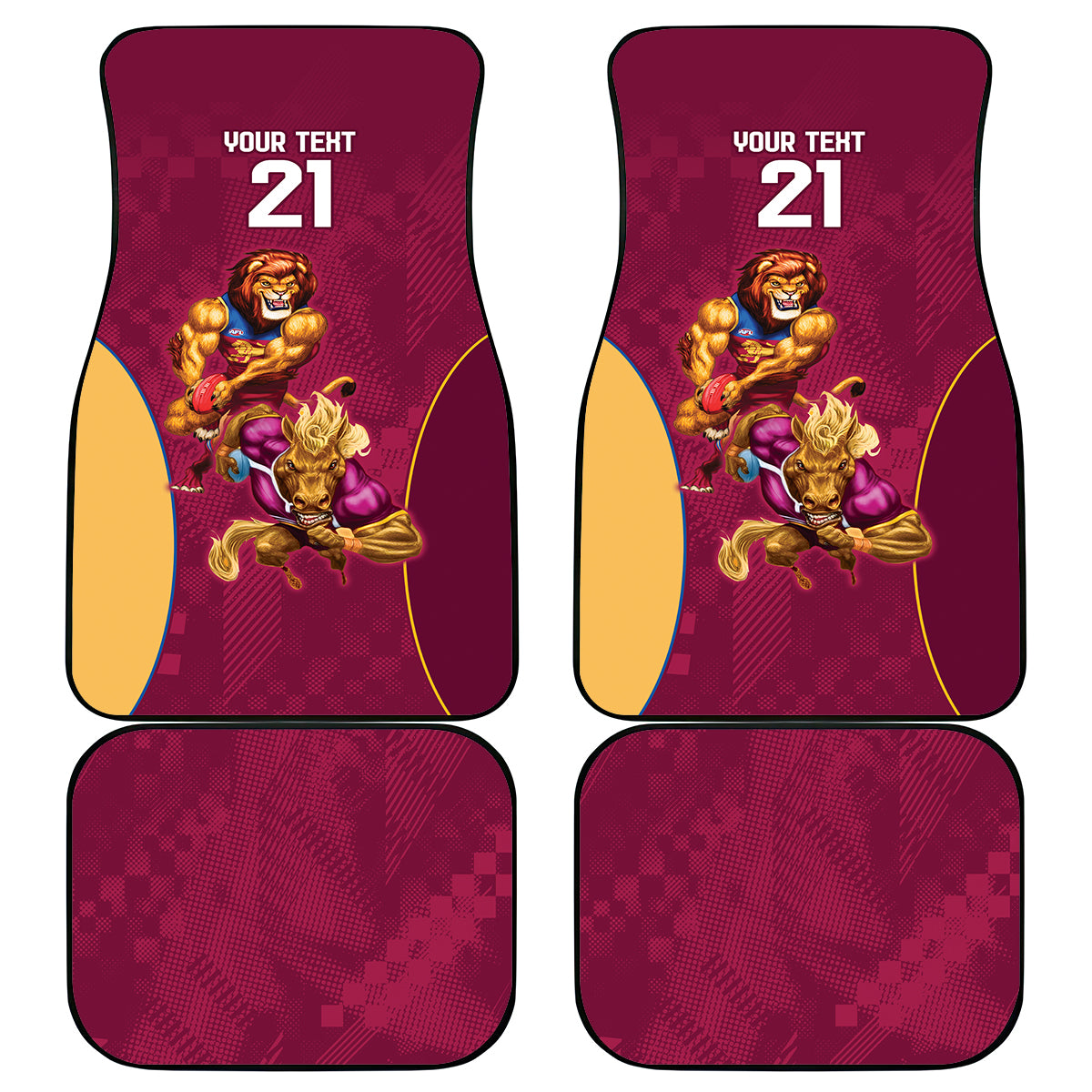 Custom Brisbane Broncos and Lions Car Mats Together Sporty Style