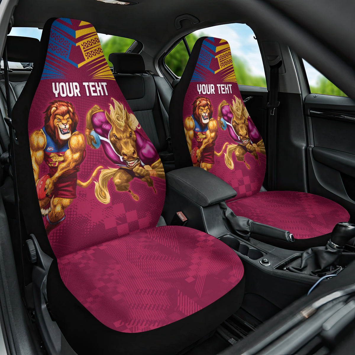 Custom Brisbane Broncos and Lions Car Seat Cover Together Sporty Style