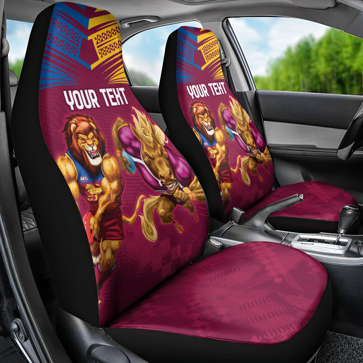 Custom Brisbane Broncos and Lions Car Seat Cover Together Sporty Style