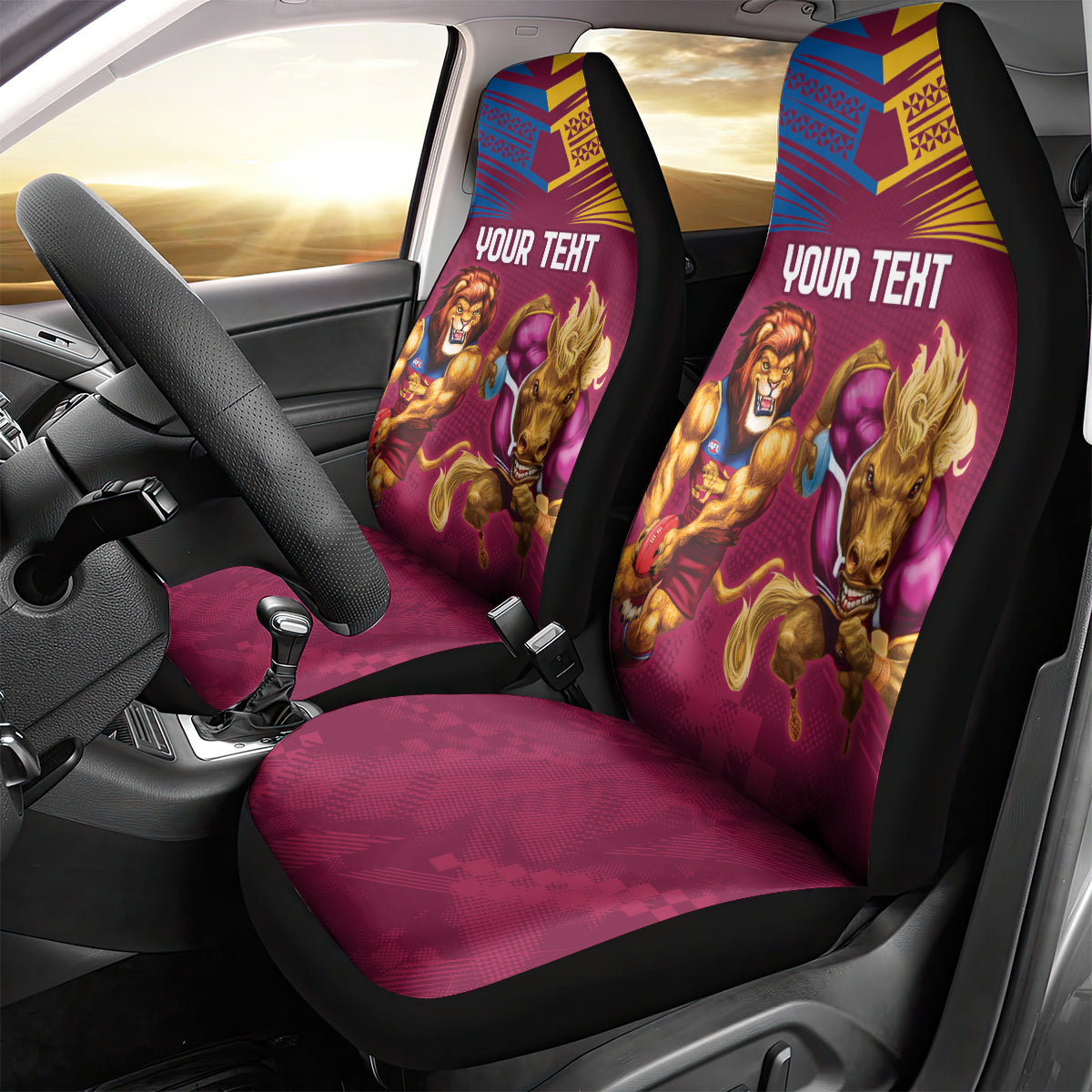 Custom Brisbane Broncos and Lions Car Seat Cover Together Sporty Style