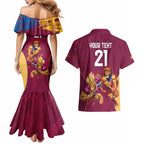 Custom Brisbane Broncos and Lions Couples Matching Mermaid Dress and Hawaiian Shirt Together Sporty Style