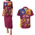 Custom Brisbane Broncos and Lions Couples Matching Puletasi and Hawaiian Shirt Together Sporty Style